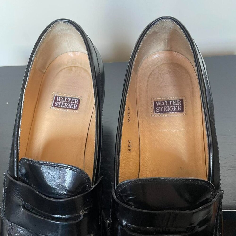 Walter Steiger black leather chunky lug sole loafers - Picture 4 of 6